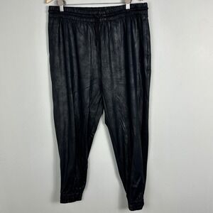 Sympli Canada Vegan Leather Joggers Pants Womens Size 16 Drawstring Black‎ Biker